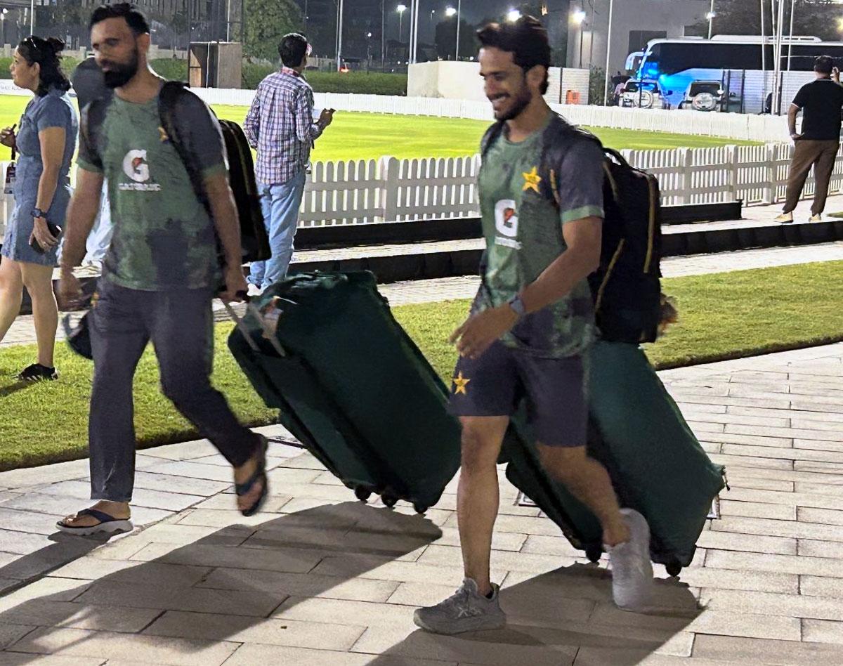 Pakistan's players during their nets session