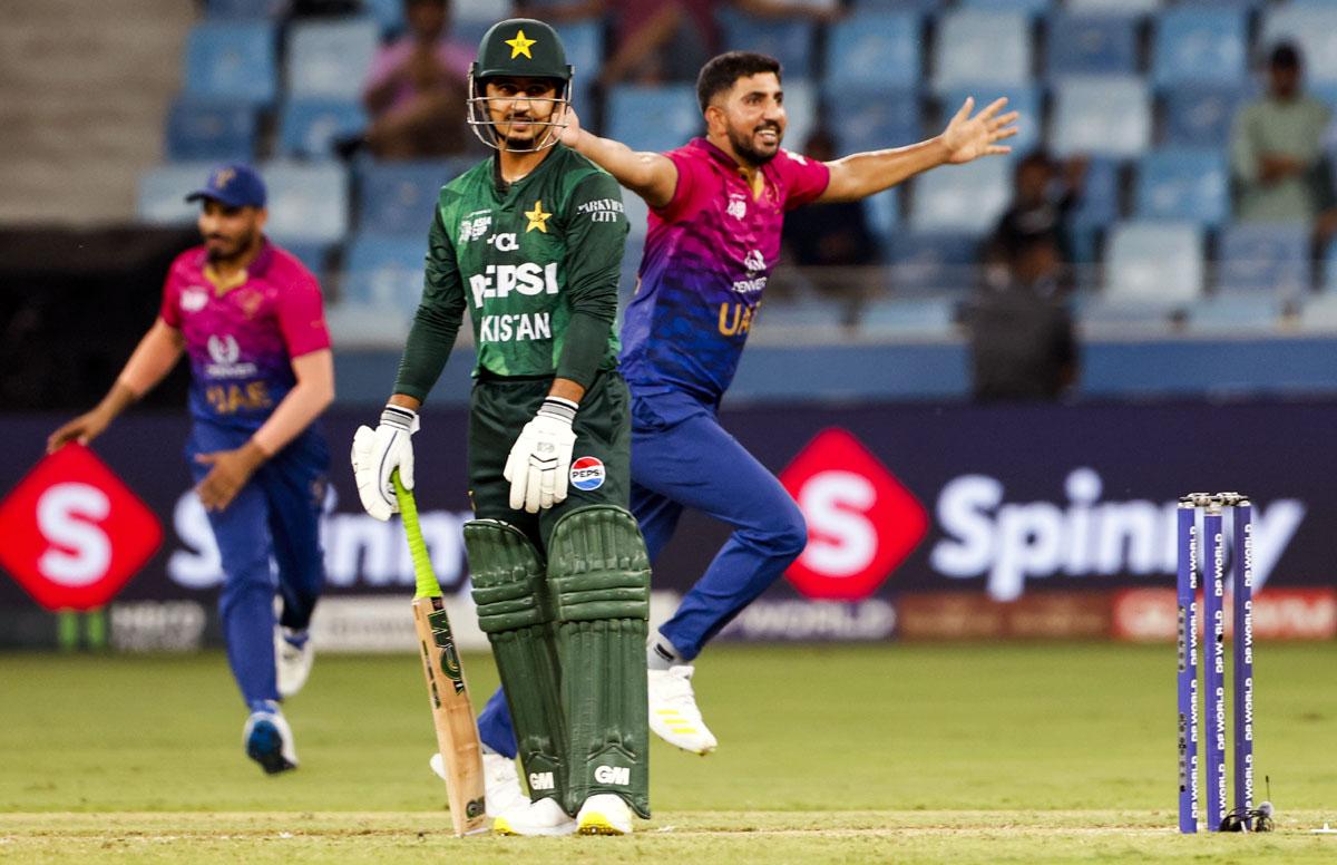 UAE's Junaid Siddique celebrates UAE's Junaid Siddique celebrates