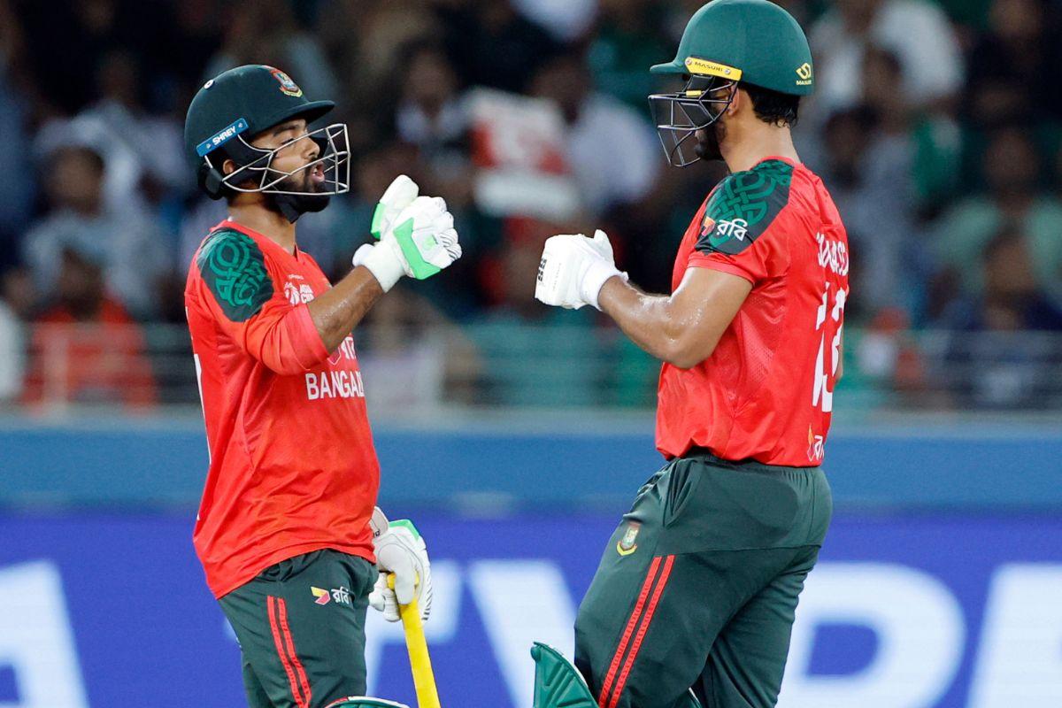 Bangladesh's Tawhid Hridoy and Saif Hassan put on a 54-run stand against Sri Lanka in Dubai on Saturday