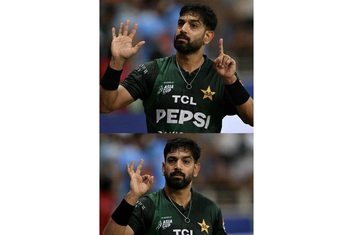 Haris Rauf's controversial '6-0' gesture during the game against India on Sunday