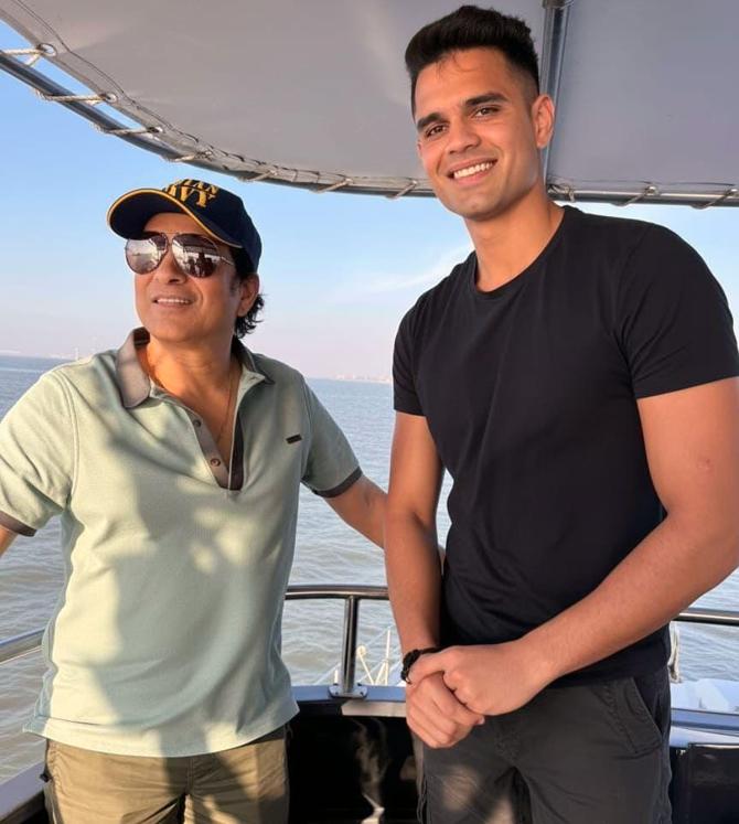 Sachin Tendulkar with Arjun Sachin Tendulkar with Arjun