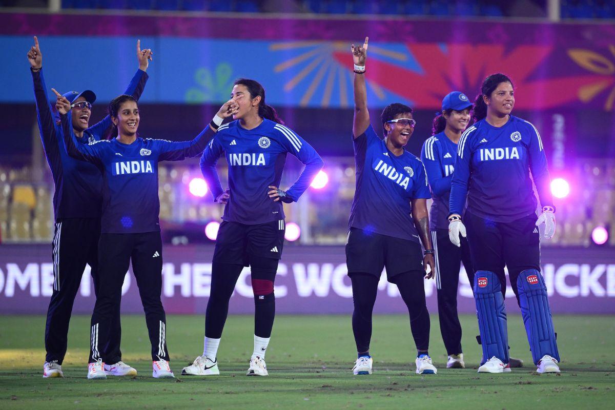 The Indian women's cricket team at a practice session ahead of their ICC World Cup opener against Sri Lanka in Guwahati on Tuesday
