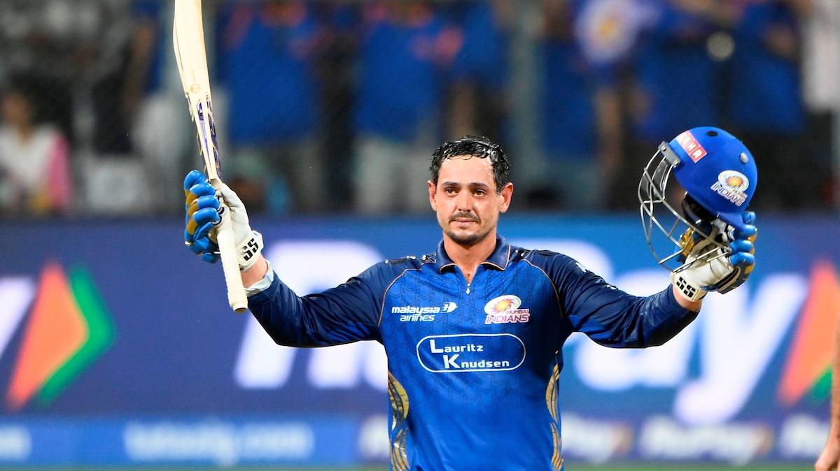 Quinton de Kock (112 not out) scored a belligerent century against Punjab Kings in Mumbai on Thursday Quinton de Kock (112 not out) scored a belligerent century against Punjab Kings in Mumbai on Thursday