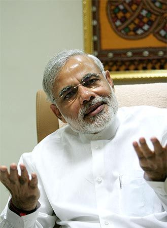 Narendra Modi, then Gujarat chief minister, April 2, 2009. Photograph: Rajesh Karkera/Rediff.com