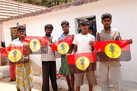 Vijayakanth's fans proudly display his party's posters