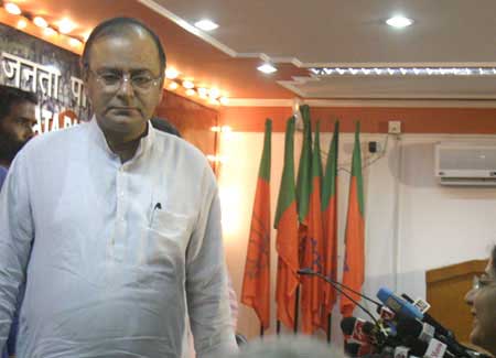 BJP leader Arun Jaitley at a press conference in New Delhi on Saturday