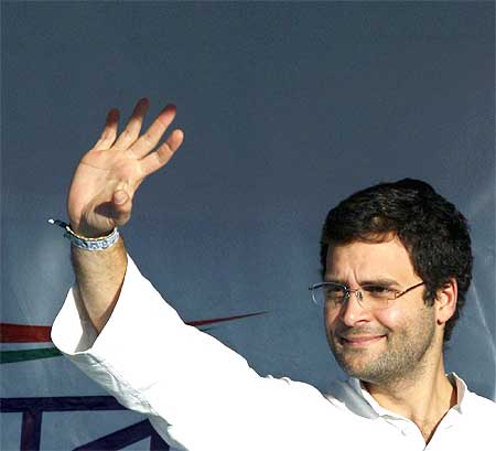 Rahul during a rally in Ahmedabad