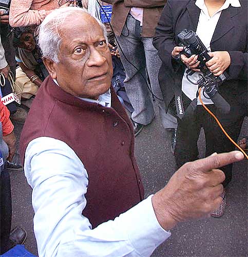 A B Bardhan at a crowded press conference.