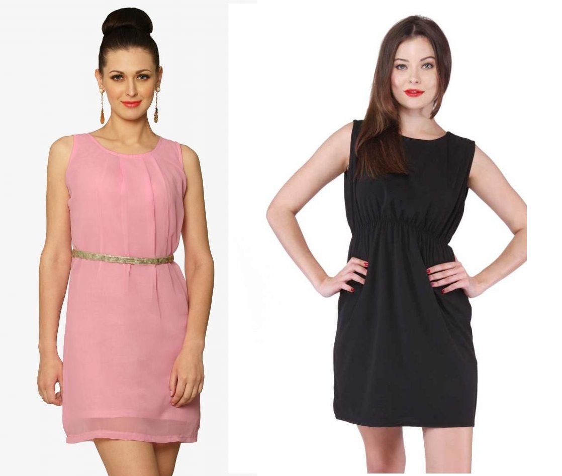 Buy Georgette Plus Sequin And Poly Knit Dainty Damsel Belted Dress