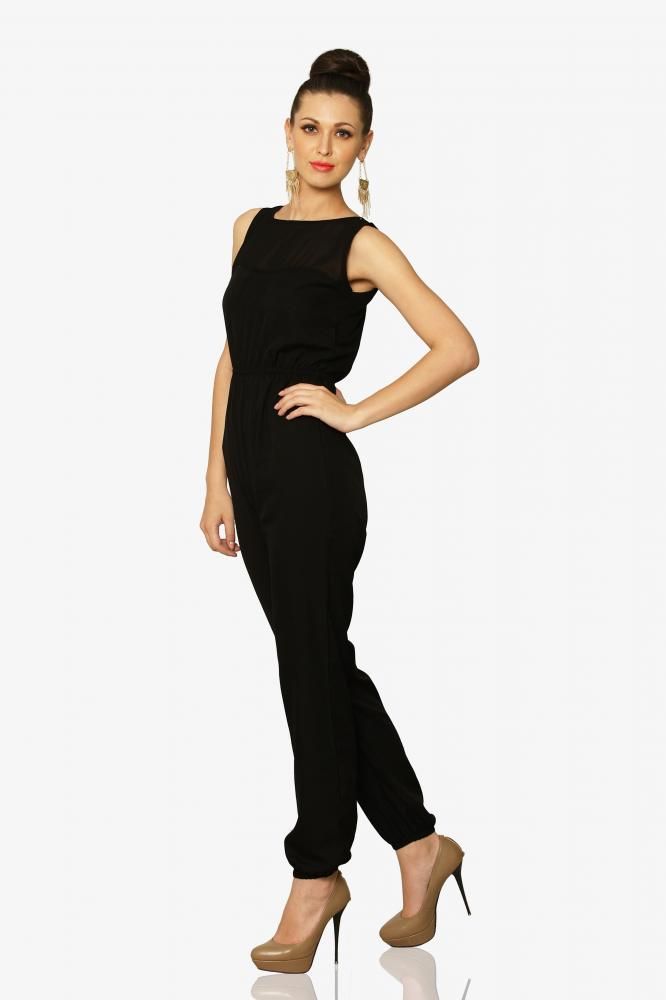 black polyester jumpsuit