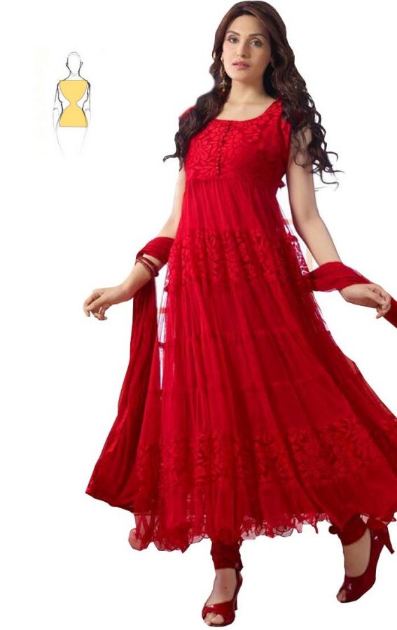 Buy Red Hot Designer Long Anarkali Suit