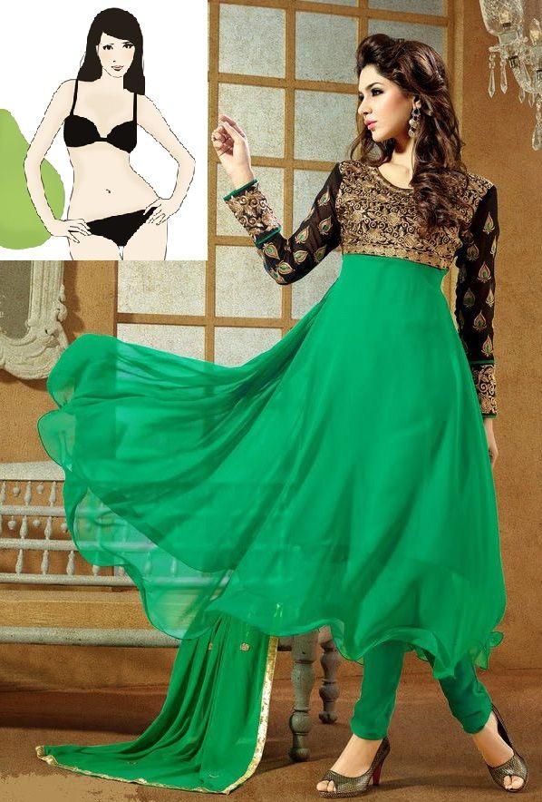 Buy Ladies Latest Fashion Frock Style Green Anarkali Suit