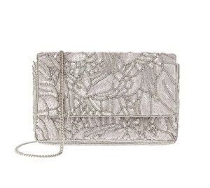 accessorize london sequin silver synthetic clutch
