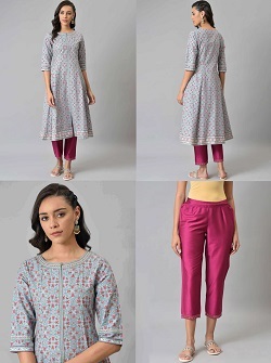 Blue and pink kurta set