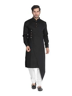 vastramay black white cotton regular fit kurta churidar set