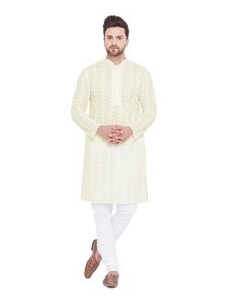 vastramay yellow white cotton regular fit paisley kurta churidar set