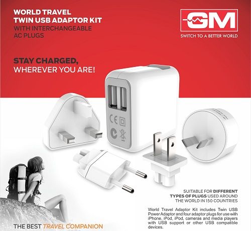 GM World Travel Twin USB Adaptor Kit