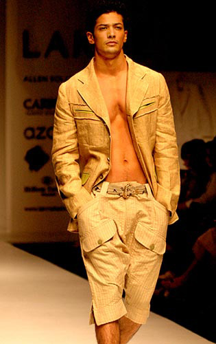 A male model wears one of Narendra Kumar's pieces during Lakme Fashion Week Spring-Summer 2007