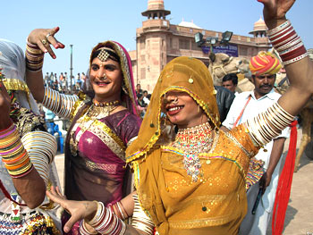 The eunuchs danced during the inaugural parade and on stage again.