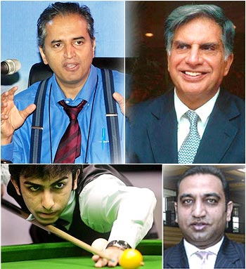Clockwise from top left: Dr Devi Shetty, Ratan Tata, Parambir Singh Kang and Pankaj Advani