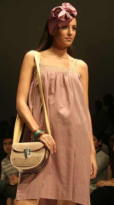 Khadi can be chic too, like this babydoll number from Soumitra Mondal's 2007 'Chowrara' line