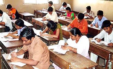 Students appear for an exam 