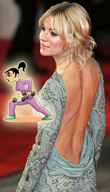 Bent over rows will give you the kind of back that can be bared -- like Sienna Miller