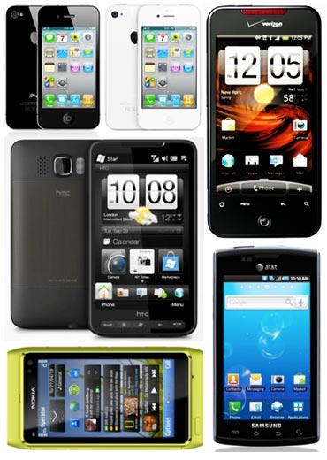 A collage of best smartphones of 2010