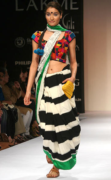 A model shows off mix-n-match at the last Lakme Fashion Week.