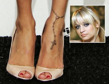 Nicole Richie definitely seems high-maintenance -- and has a delicate rosary tattooed on her ankles!