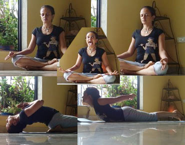 Collage of monsoon yoga poses