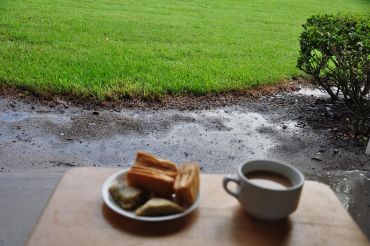 Hot tea on a rainy afternoon