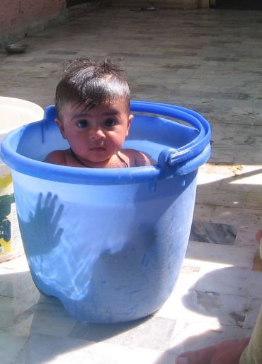 Baby in the bucket!