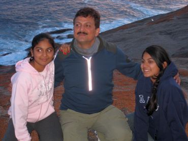Rajiv Kumar with his daughters