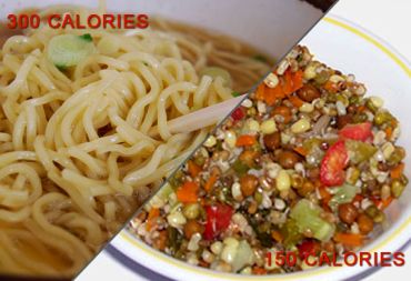 One plate noodles versus corn and sprout bhel
