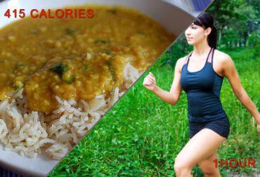 One cup rice and dal tadka versus jogging