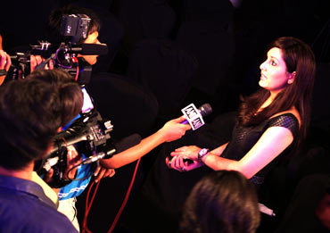 Pooja Chopra takes questions from the media