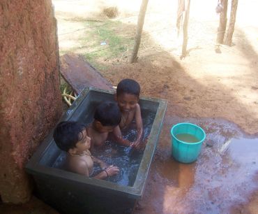 Three little men in a tub!