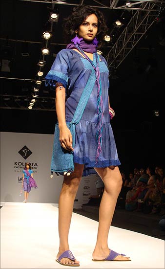 An outfit from Kolkata-based designer Bibi Russell, known for her dedication to handloom textiles