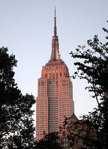 The Empire State Building is pictured at sunset in New York