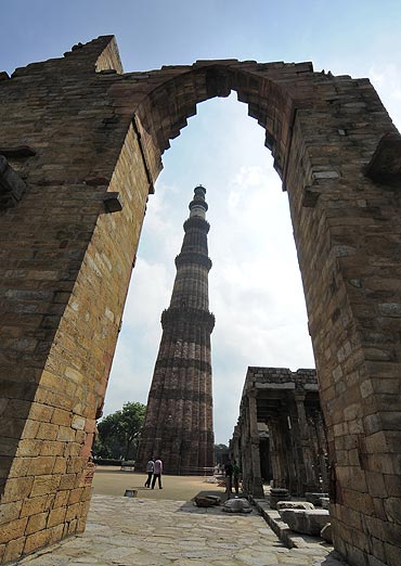 A view of the historic Qutub Minar.
