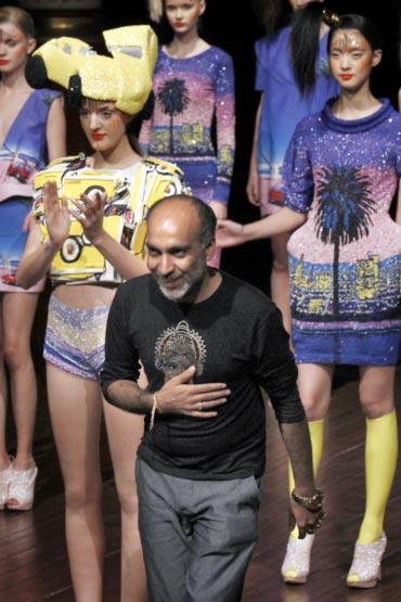 Manish Arora at the close of his showing at Paris Fashion Week