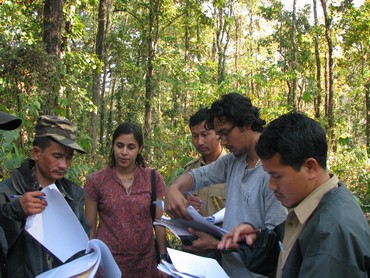 Nandini trains watchers and guards during a tiger sign survey