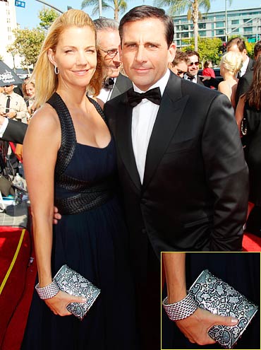 Nancy Carell poses with her husband Steve at the Emmys