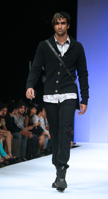 A model showcases Sanjay Hingu's creation
