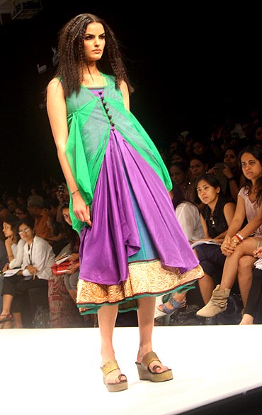 A model showcases Raj Shroff's creation