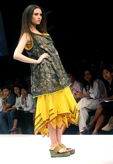 A model showcases Raj Shroff's creation
