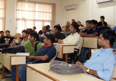 Stuents attend a lecture at IIM Rohtak