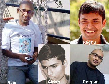 A collage of the four young entrepreneurs
