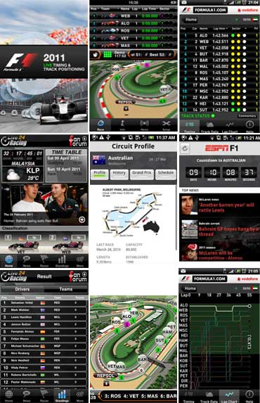 A collage of all four F1 apps